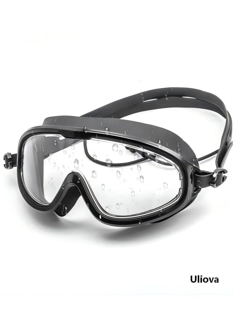 Uliova Anti-Fog & No-Leaking Swim Goggles - 180° Panoramic Clear Vision, UV Protection, for Adults, Men, Women & Youth, with Earplugs & Goggle Case, Black - Image 1
